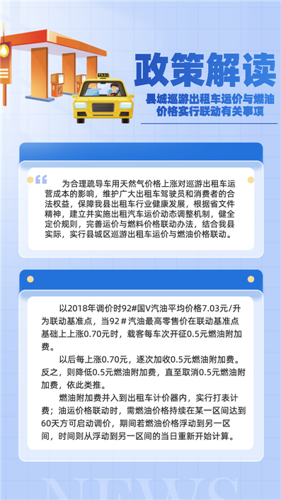 圖解政策：《關於縣城區巡遊出租車運價與燃油價格實行聯動有關事項的通知》